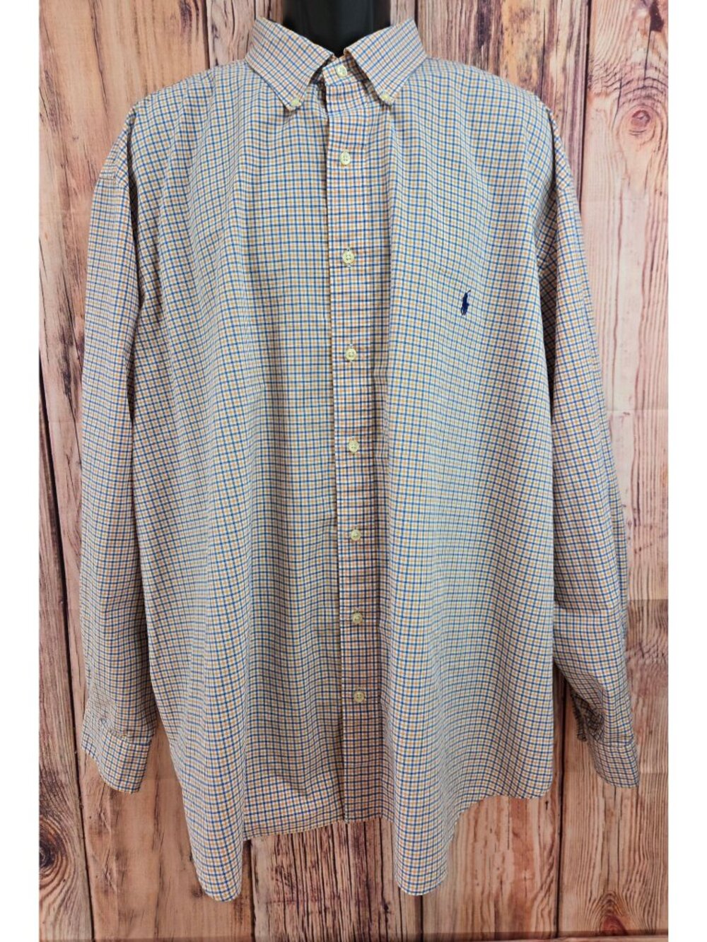 Ralph Lauren Mens Checkered Button-Down Shirt Size 3XB Orange/Blue
